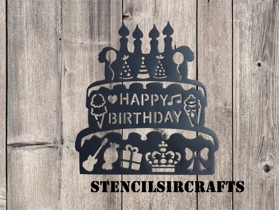 Gateau Danniversaire Au Pochoir Pochoir Sur Le Theme Etsy