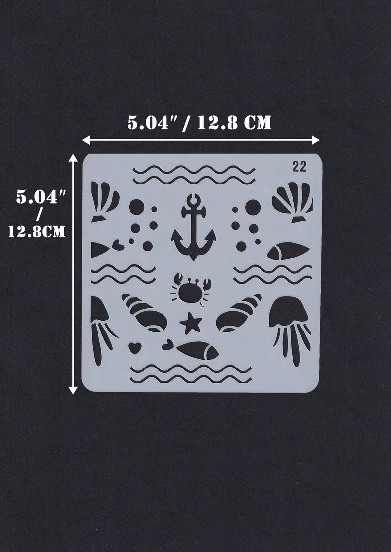 5 x 5 Soft Plastic Sheet Plastic Stencil Bullet Journal Stencil Planner Stencil Marine Life 12.8 x 12.8 cm