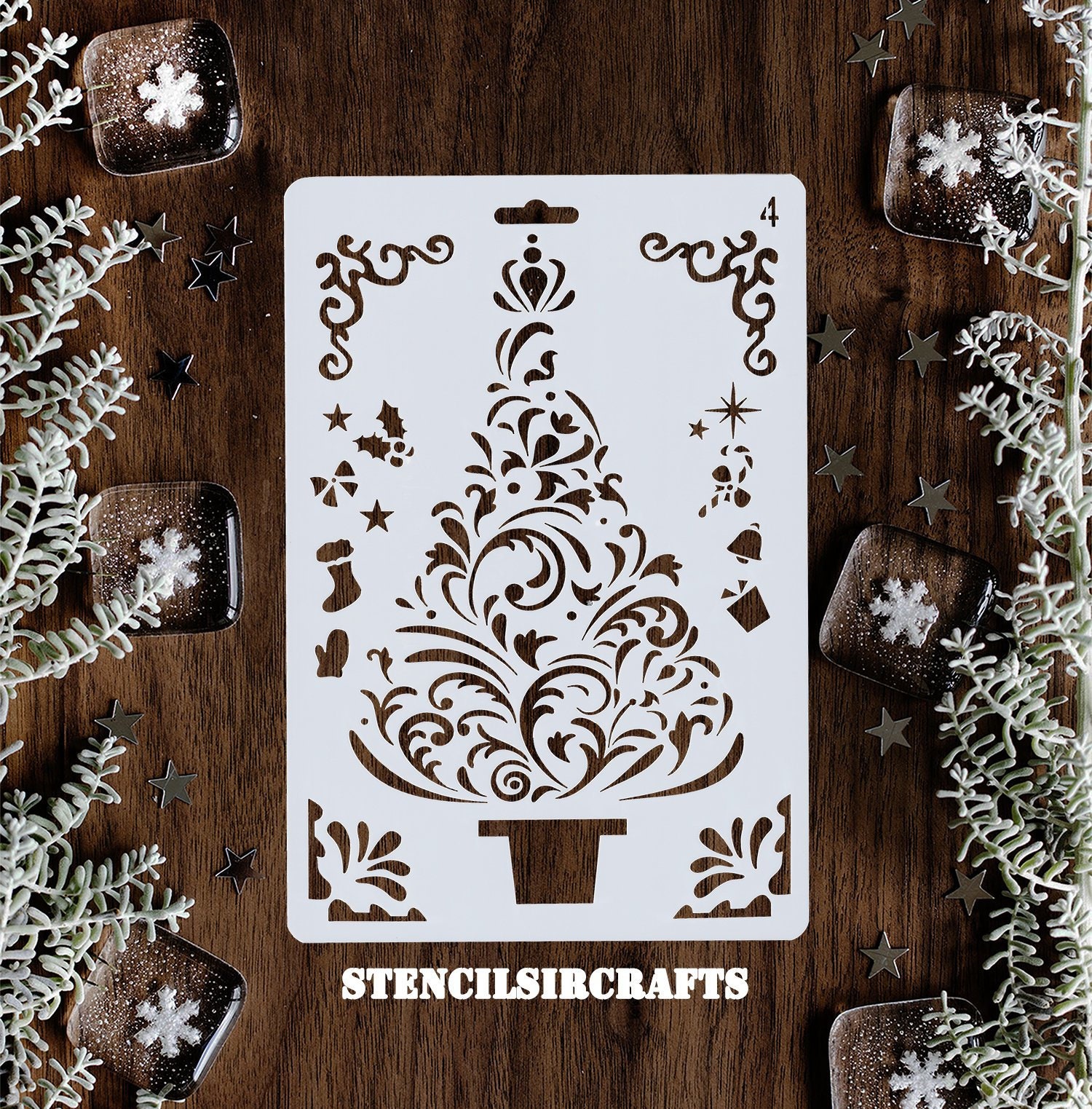 CHRISTMAS THEME Stencil Christmas Tree Journal Stencil Etsy