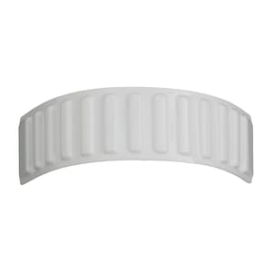 May include: A curved, white plastic object with a series of vertical, rectangular ridges. The object has a smooth, glossy finish and is set against a plain white background. The design suggests a component or part of a larger product.
