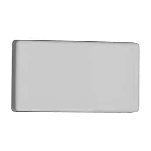 May include: A rectangular, white, solid object with rounded edges. The object has a smooth, glossy surface and appears to be made of a solid material. The shape is a simple rectangle, with a slightly curved top and bottom.
