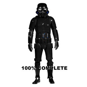 Fantasia de Shadowtrooper de Star Wars, pacote completo com capacete e acessórios, pronta para usar.