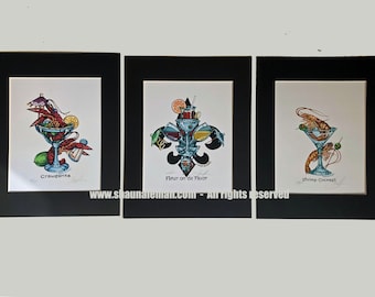 Bayou Drink series signed & numbered matted to fit 11"x14" frame prints