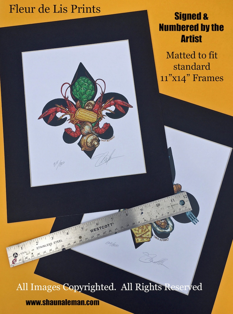 Fleur de lis series signed & numbered matted to fit 11"x14" frame prints bild 1