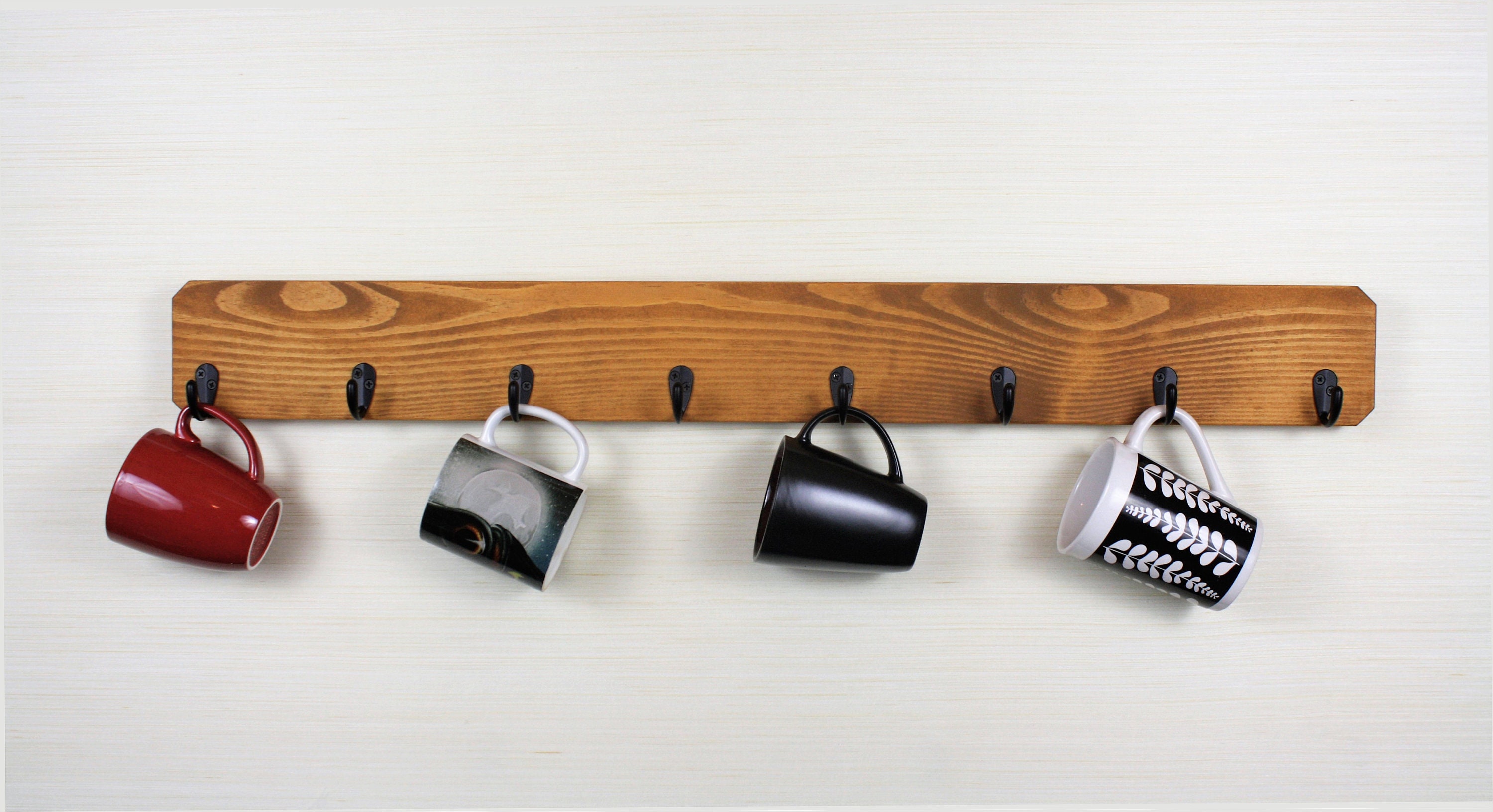 6 Hook Mug Holder Coffee Bar Coffee Mug Rack Wall Shelf Etsy