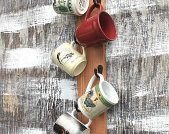 vertical mug holder|French Country|Starbucks mug rack|mug holder|coffee bar|Rae Dunn mugs|vertical mug rack|Space saver 6 hook mug holder