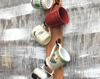 vertical mug holder|French Country|Starbucks mug rack|mug holder|coffee bar|Rae Dunn mugs|vertical mug rack|Space saver 6 hook mug holder