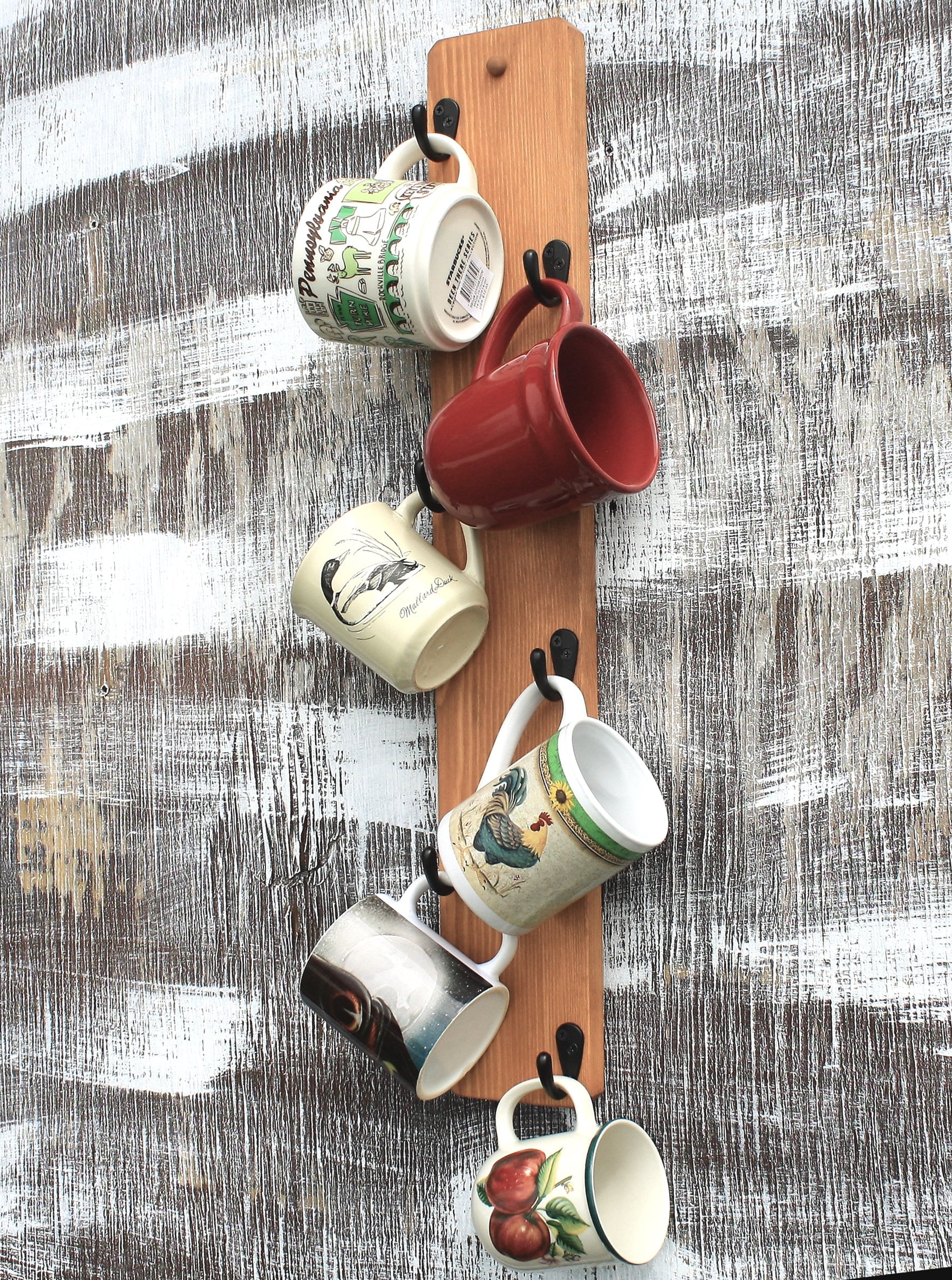 coffee bar, Rae Dunn mugs, vertical mug rack