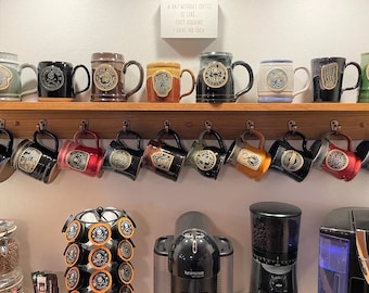 Coffee Mug Holder Rustic Mug Rack Wall Mounted with Coffee Sign-12 Cup Hangers Coffee Mug Holder Rustic Mug Rack Wall Mounted with Coffee Sign-12 Cup Hangers