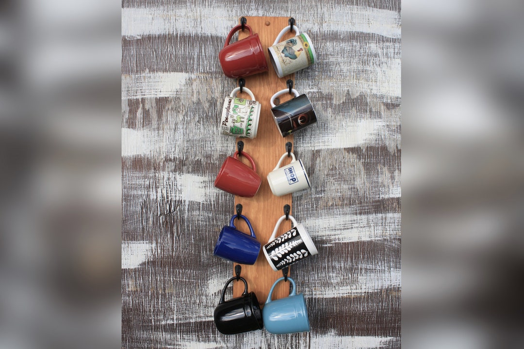 Vertical 10 Hook Mug Rack, Coffee Bar Ideas, Vertical Mug Rack, Mug