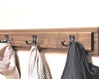 Wall Coat Rack Cast Iron Hooks|Rustic Cabin Decor|Western coat rack|6 Hook Coat Rack|Rustic Wall Coat Rack