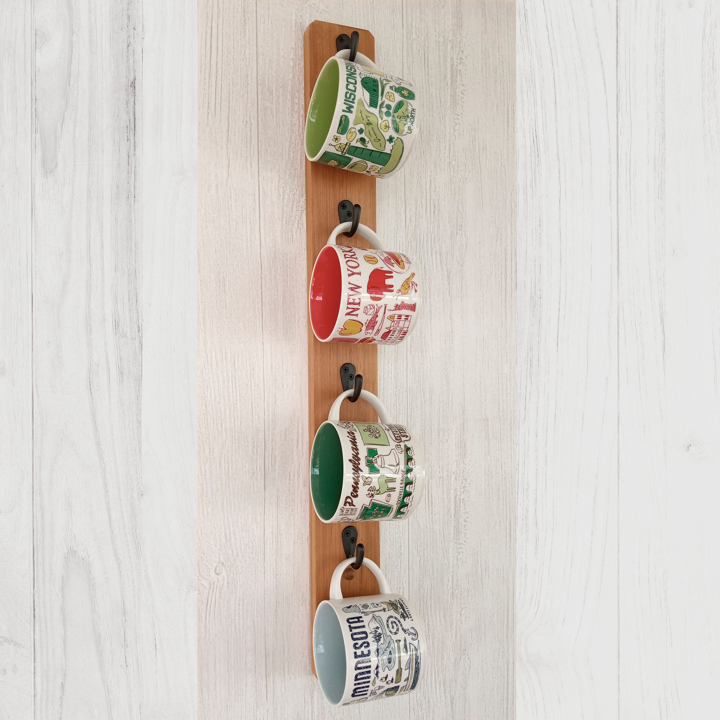 Coffee Mug Ladder Rack, Decorative Cup Display, Distressed Farmhouse Wall  Mounted Mug Hanger, Teacup, Kitchen Pot Holder, Oven Mitt Hanger 