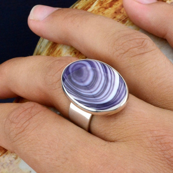 Wampum &.925 Adjustable Ring Size 18x25mm Ring. #Martha's Vineyard #MV #aquinah #newengland #Quahog shell