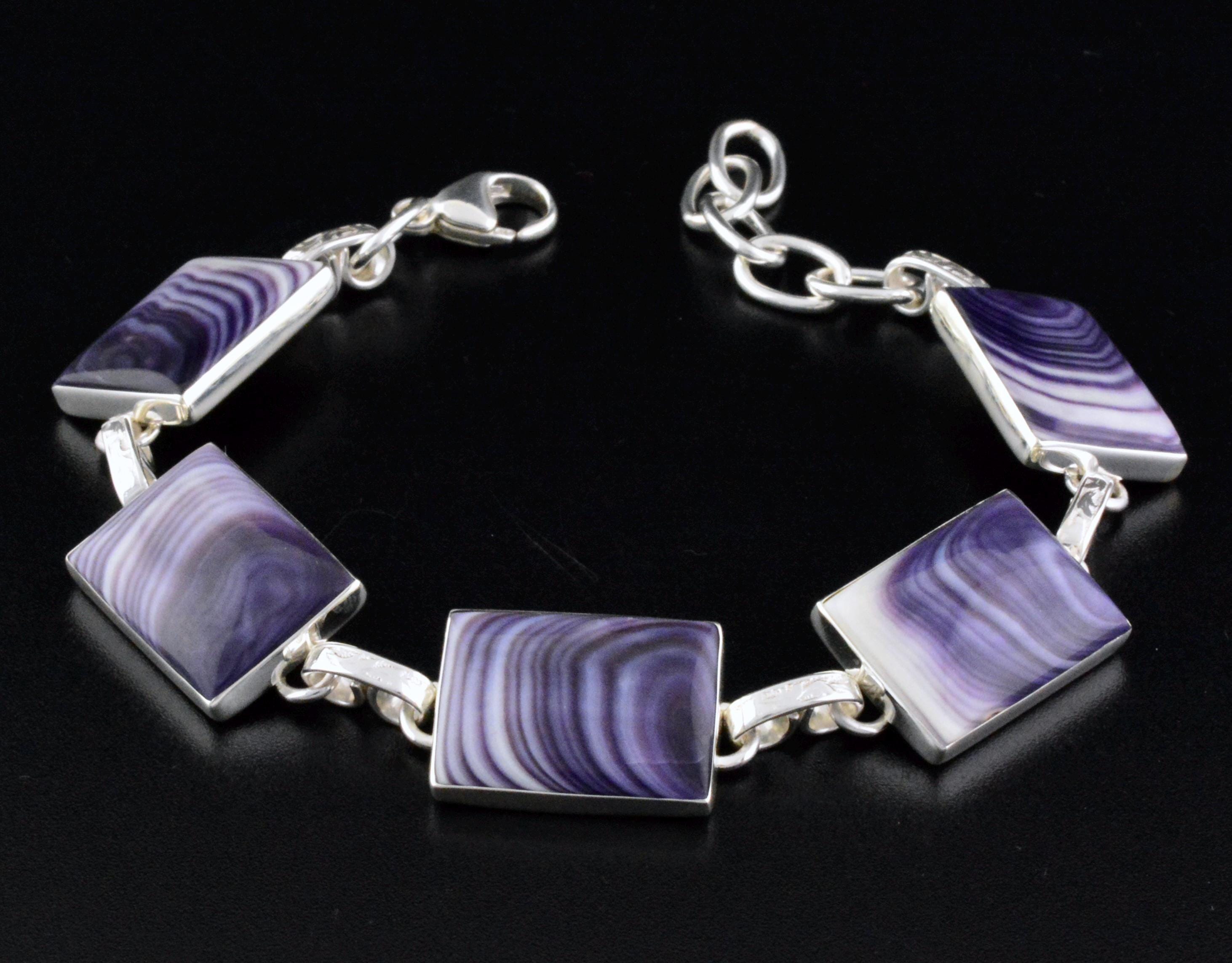 Wampum Bracelet, 5pc. 18x13mm Rectangles in Sterling Silver  display picture 2