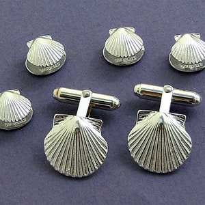 Sterling 0r Vermeil Scallop Shell Cufflinks #Cuff link #Martha&#39;s Vineyard #scallop #vermeilscallopcufflinks #goldcolorscallopcufflinks