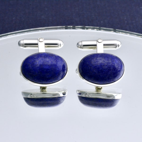 Dark Lapis Lazuli & Sterling Cuff links  #lapis #CuffLinks  #Martha's Vineyard #Mensjewelry #accessories #Frenchcuffs #darkblue