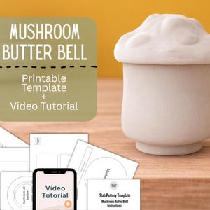 Plantilla para hacer mantequilla con forma de champiñón / Patrón para cerámica, ideal para principiantes (descarga en PDF)