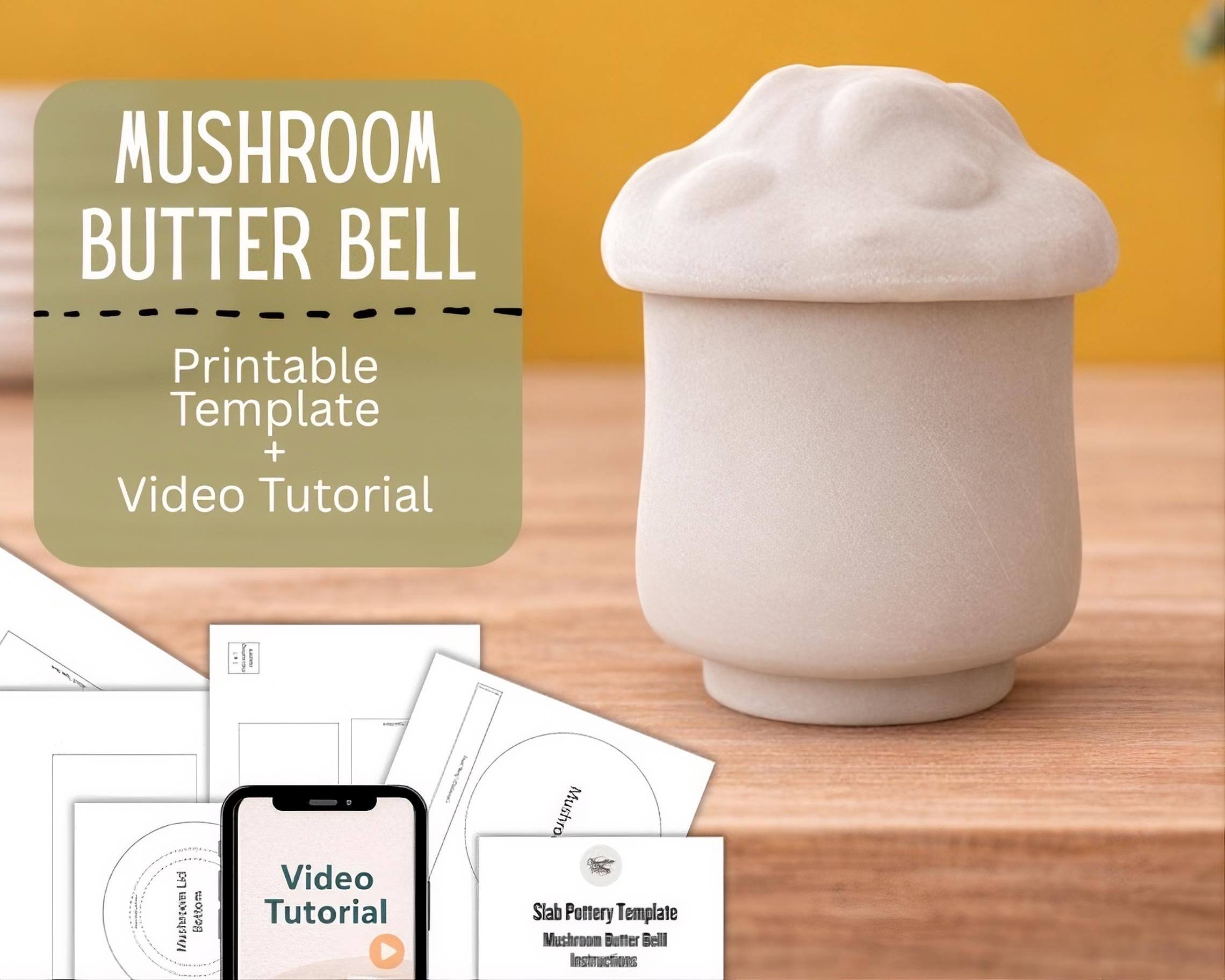 Mushroom Butter Crock Template | Slab Pottery Pattern, Beginner ...