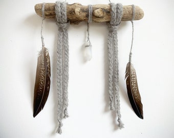 Boho Crystal Wall Decor with Feathers