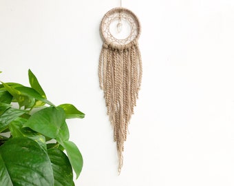 Mini Dream Catcher, Crystal Wall Accent, Light Brown