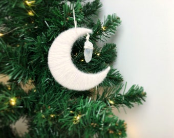 Moon Christmas Tree Decoration, with Crystal