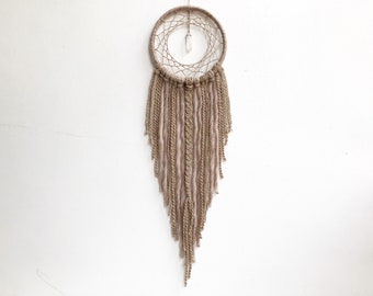 Light Brown DreamCatcher with Crystal, Bohemian Tapestry, Boho DreamCatcher