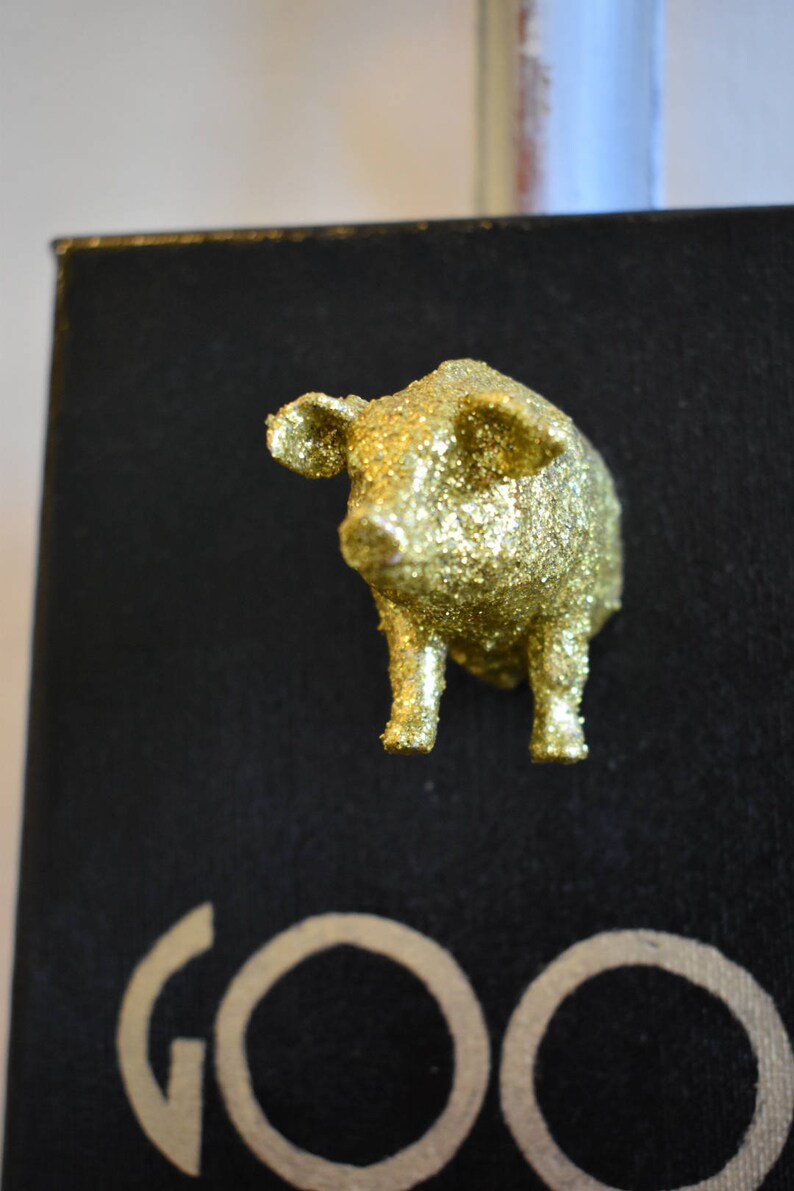 Good Luck Quote Black Canvas With Gold Pig Pigs Luck Etsy