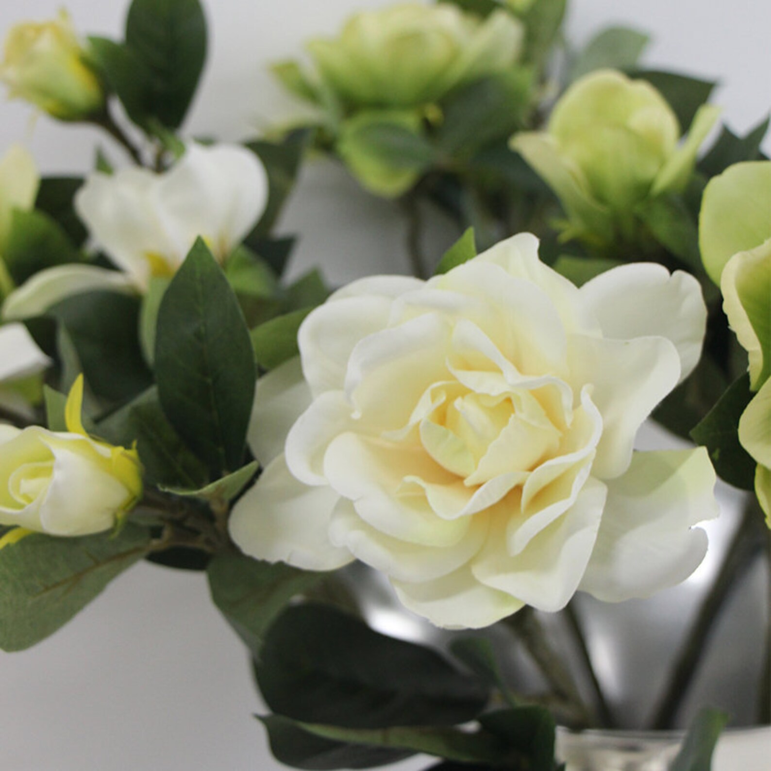 Luxury Silk 3 Gardenia Bloom Stem in Green and White 25 Etsy