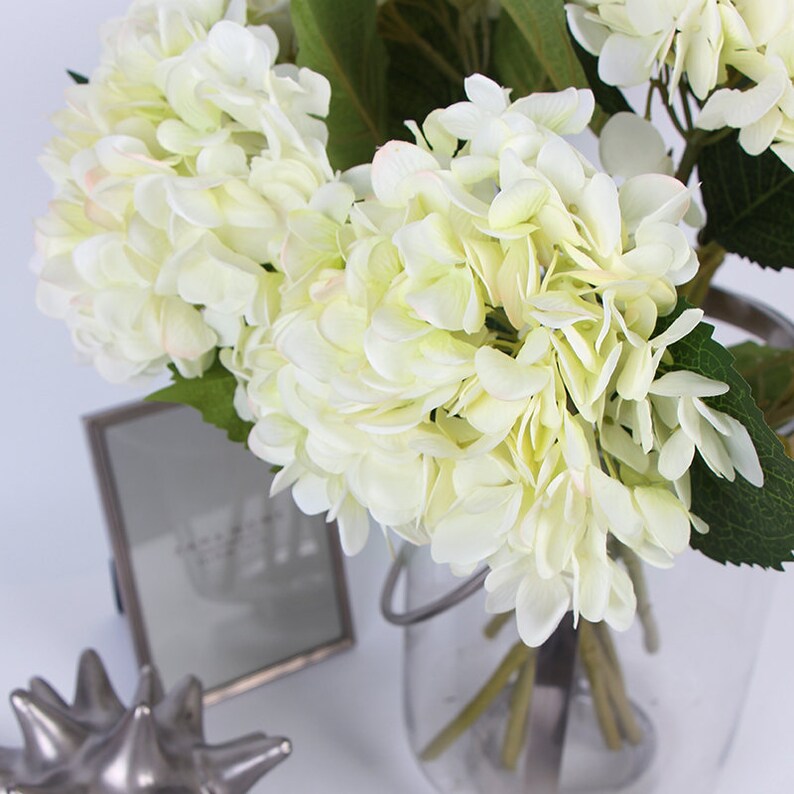 Luxury Silk Hydrangea Stem in White 18 Tall Etsy