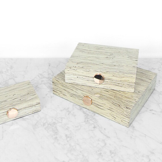 Wood Grain Pattern White Gold Button Jewelry Box - Etsy