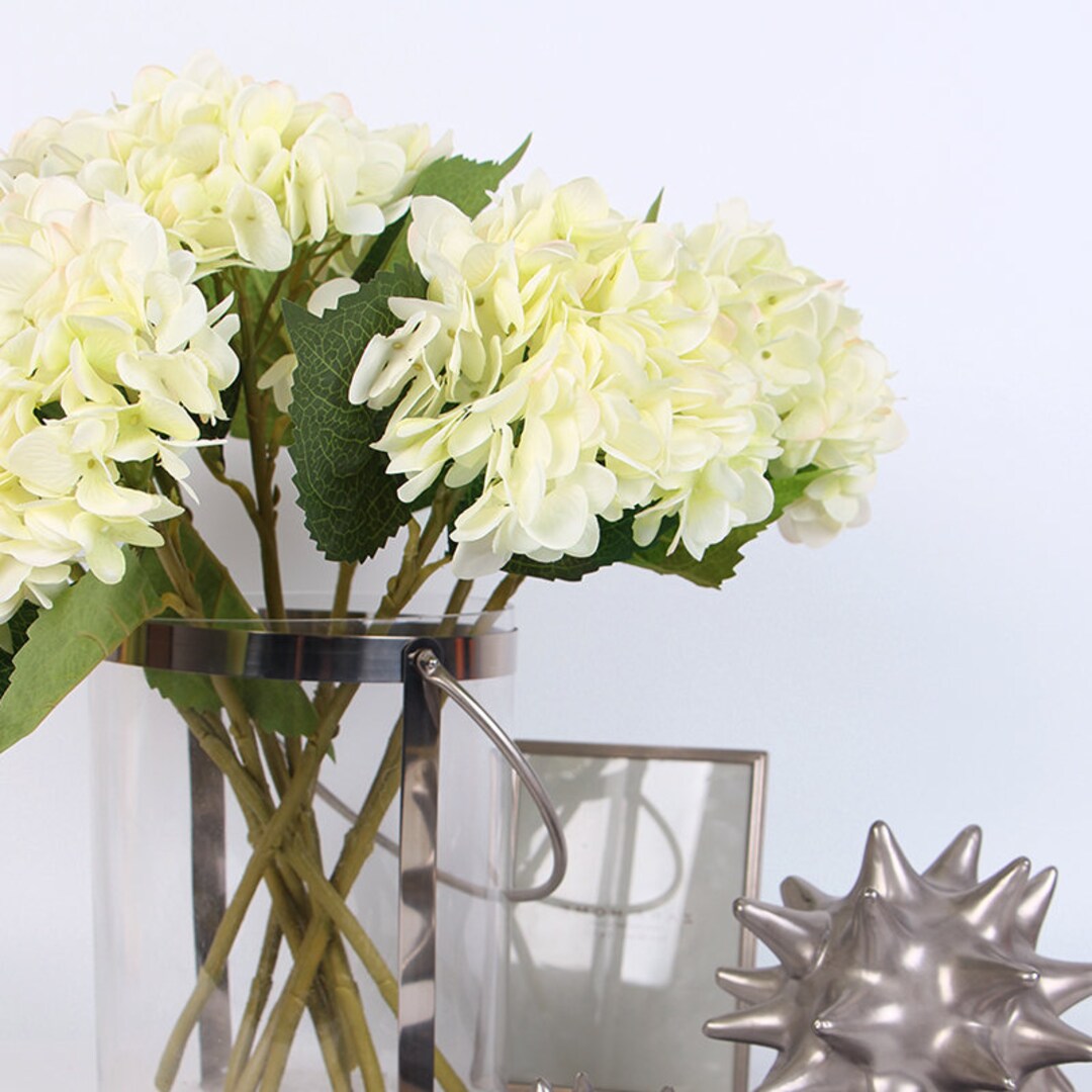 Luxury Silk Hydrangea Stem in White 18 Tall Etsy