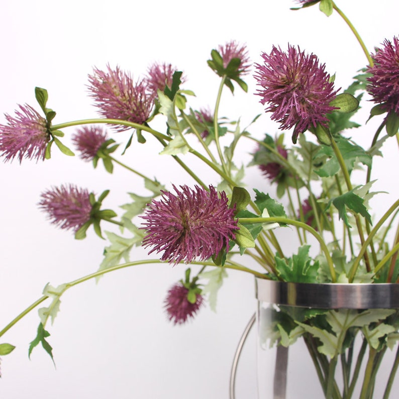 Artificial Eryngium Flower Stem in Red 24 Tall