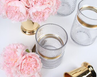 Gold Metallic Line Glass Vase and Ice Bucket Style Vase