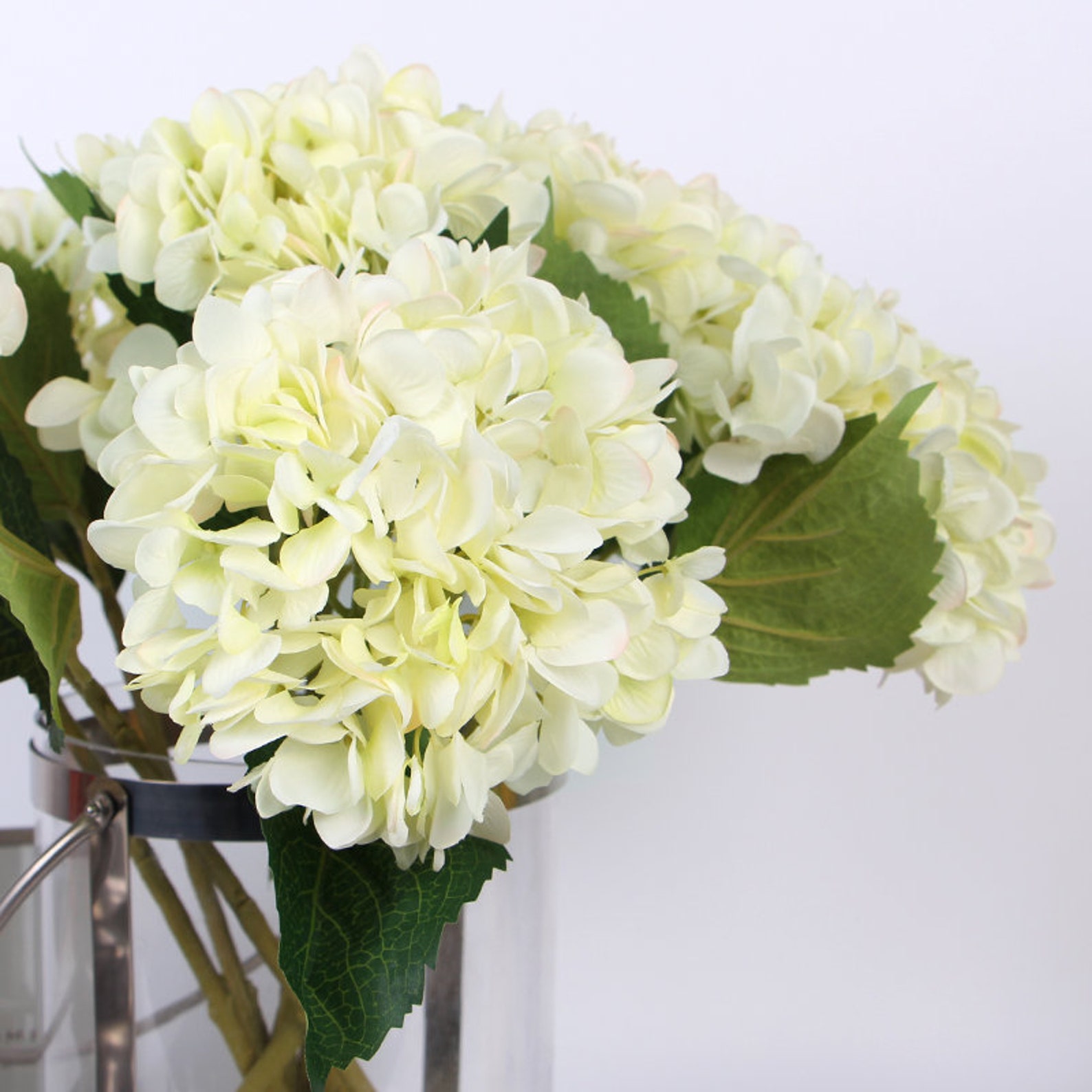 Luxury Silk Hydrangea Stem in White 18 Tall Etsy