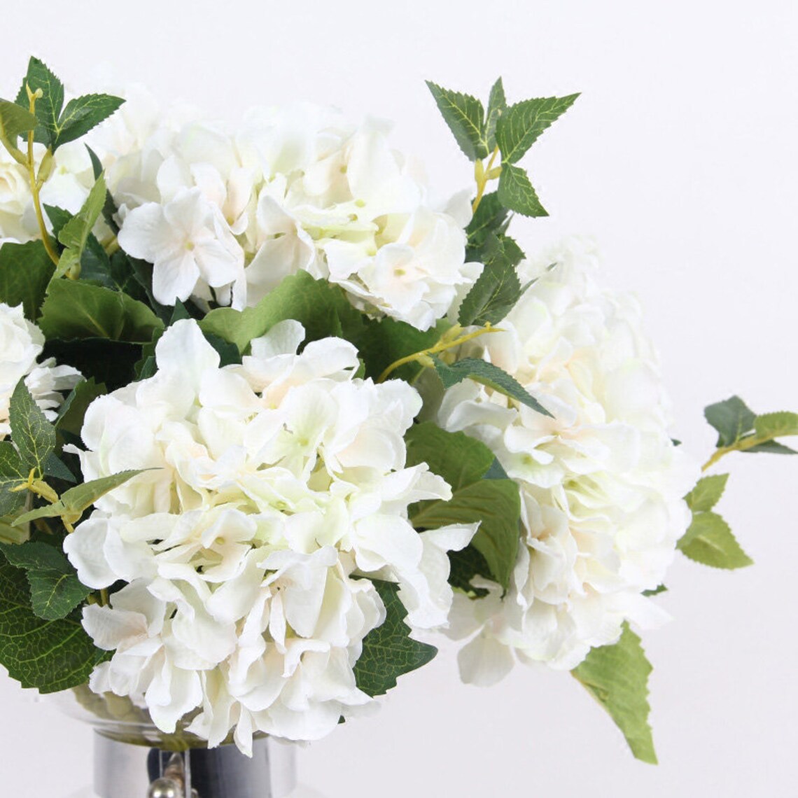 Silk Hydrangea Stem in White 18 Tall Etsy