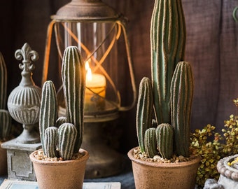 Artificial Faux Cactus in Brown Pot