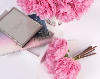 Luxury Silk 5 Peony Bouquet in Pink 10" Tall