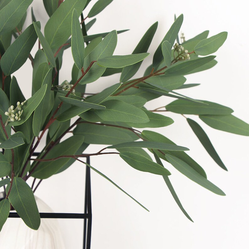 Luxury Artificial Eucalyptus Long Oval Leaf Stem 32 Tall Etsy