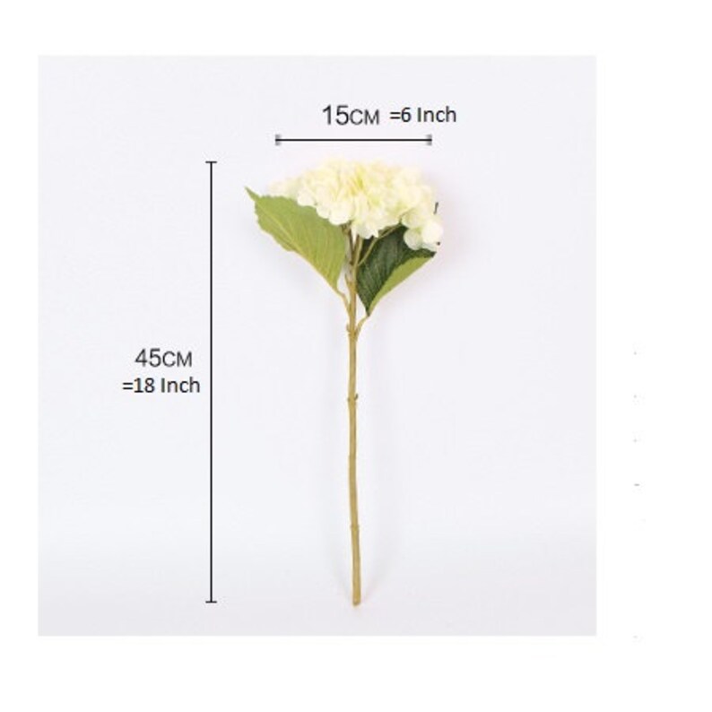 Luxury Silk Hydrangea Stem in White 18 Tall Etsy