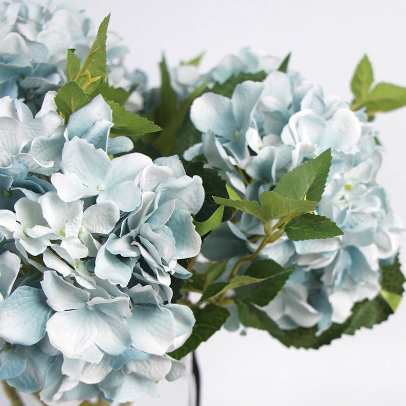 Faux Flower Silk Hydrangea Stem in Light Blue 18 Tall Etsy