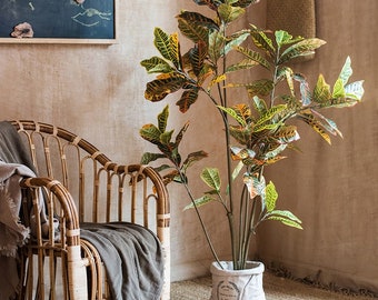 Large Leaf Artificial Croton Tree In Pot