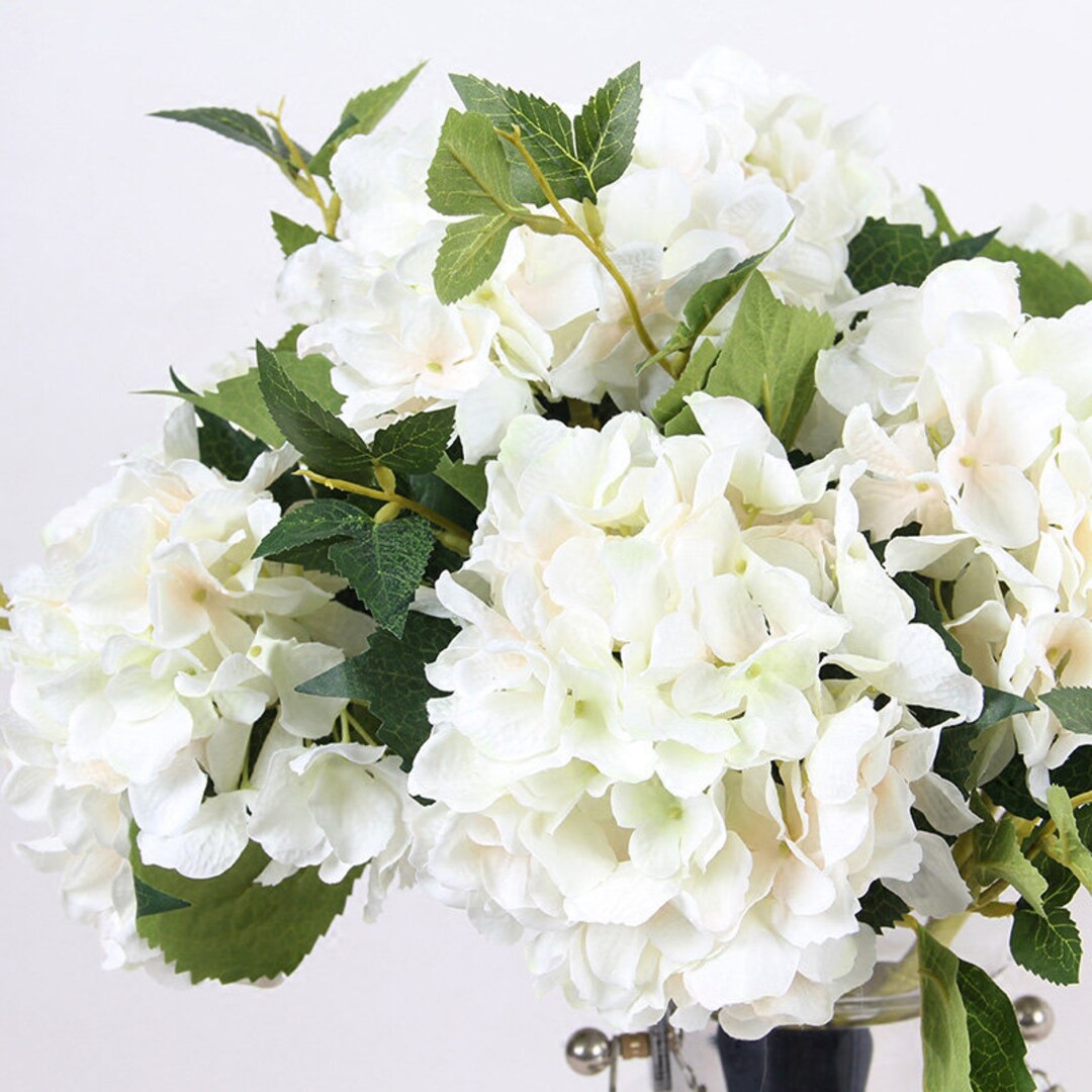 Silk Hydrangea Stem in White 18 Tall Etsy