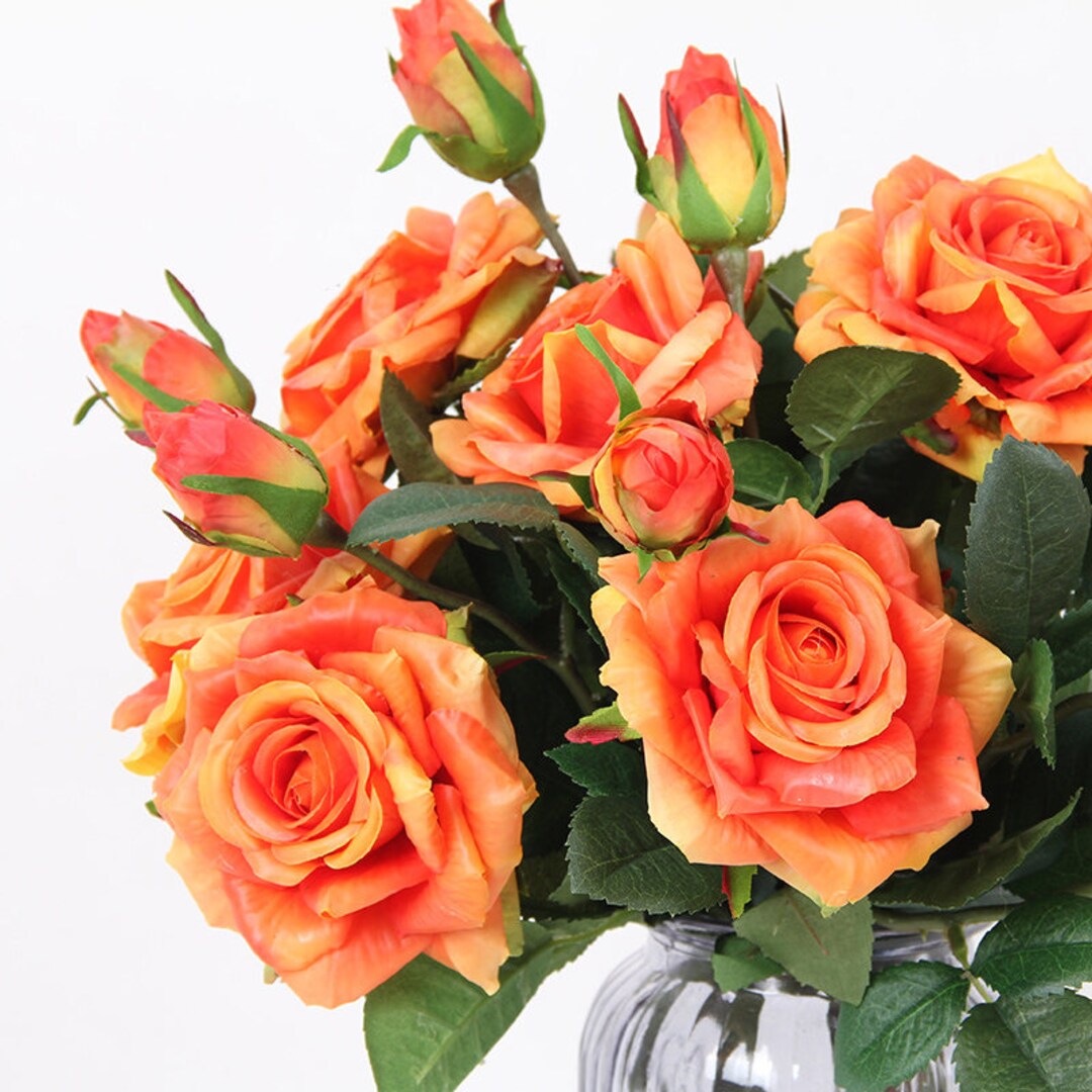 Luxury Real Touch Rose Stem in Orange 19 Tall - Etsy