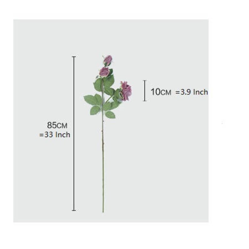 Luxury Real Touch 3 Rose Bloom Stem in Purple 33 Tall image 4