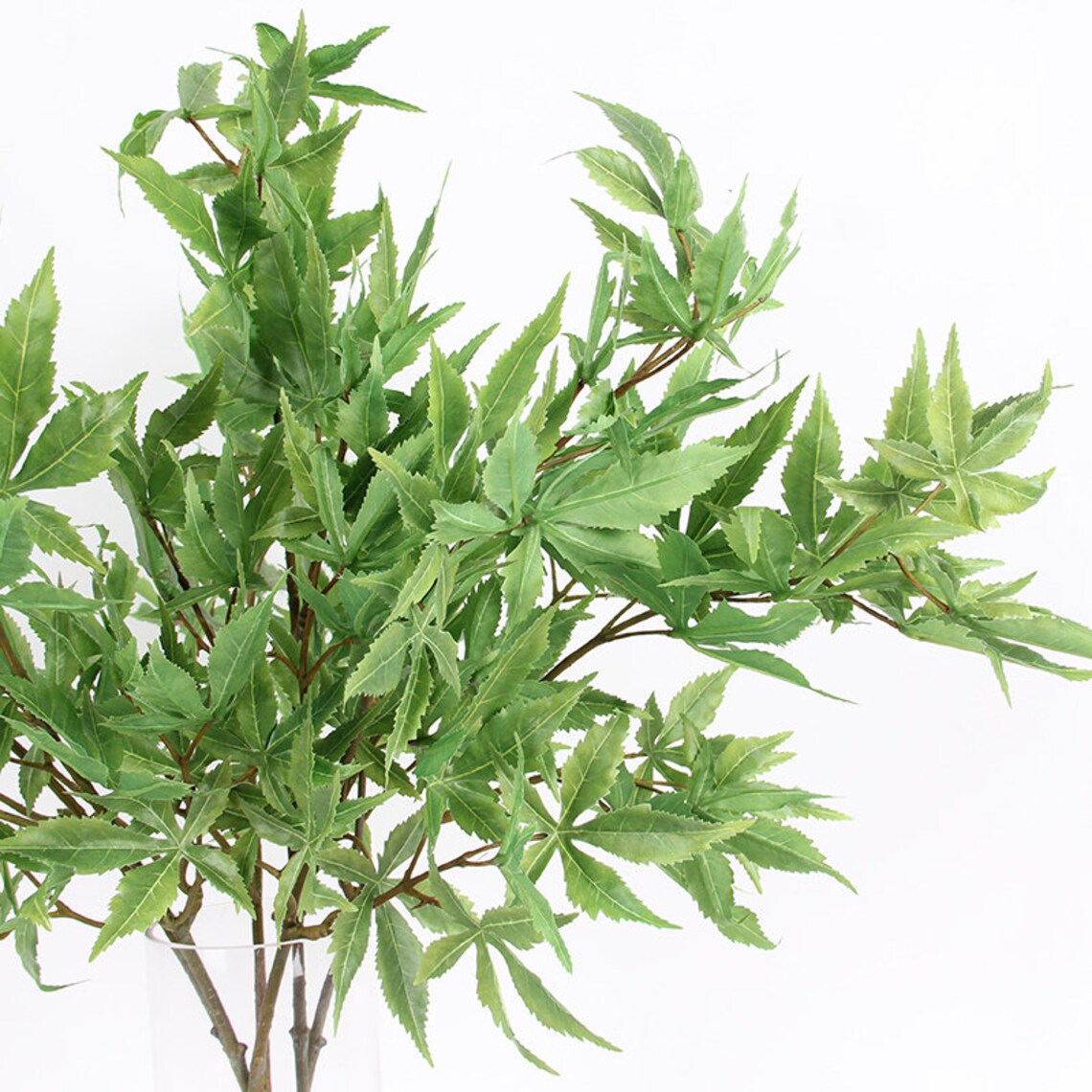 Artificial Green Maple Leaf Stem 29 Tall Etsy