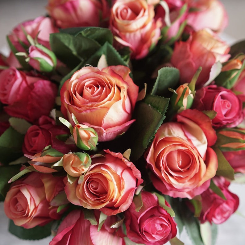 Silk Red Roses in Black Vase 13 Tall Etsy