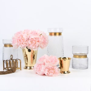 Gold Metallic Line Glass Vase and Ice Bucket Style Vase image 3
