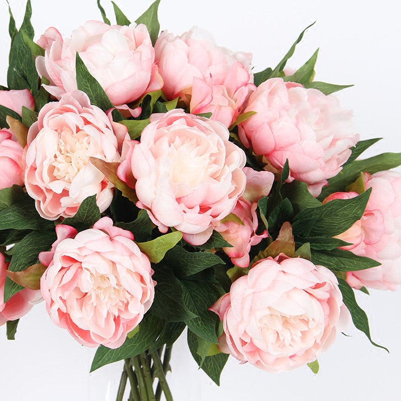 Luxury Silk Flower Silk Peony Stem in Light Pink 20 Tall Etsy