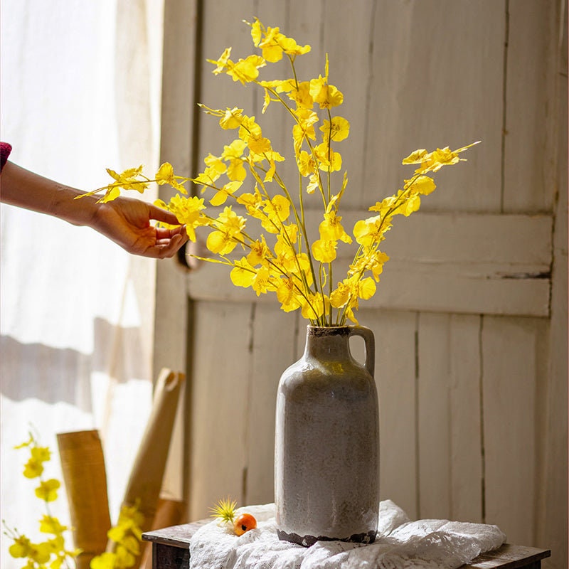 Windowsill Silk Orchid Moss Eucalyptus Flower Arrangement 