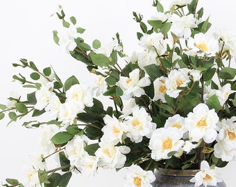 Silk Flower Little White Rosa Stem 29" Tall